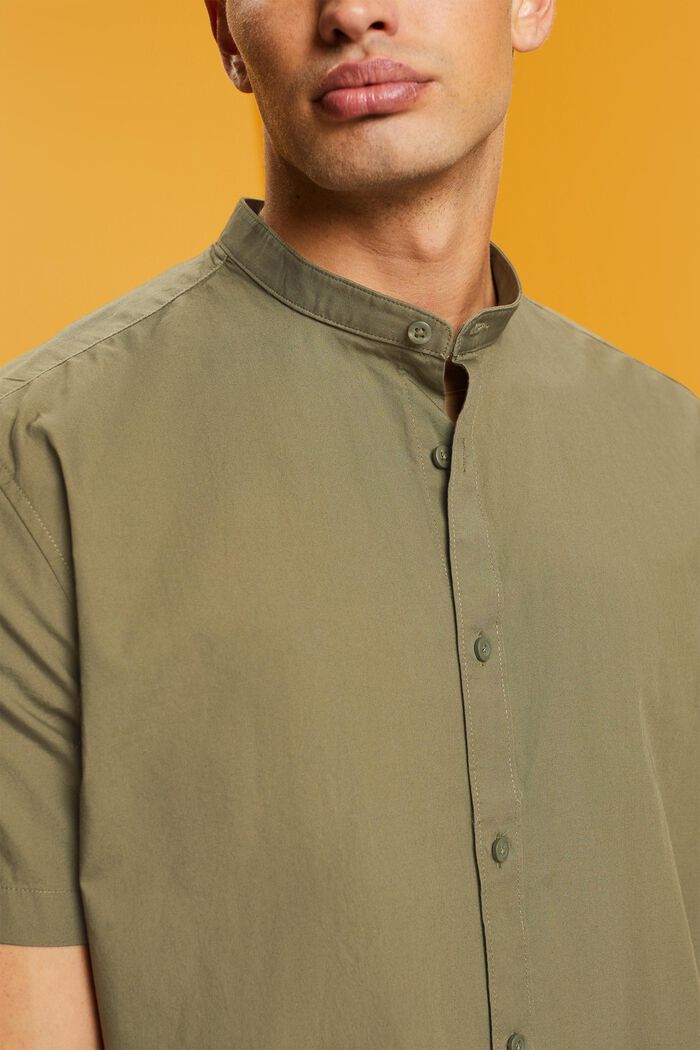 Bomullsskjorta med ståkrage, KHAKI GREEN, detail image number 2