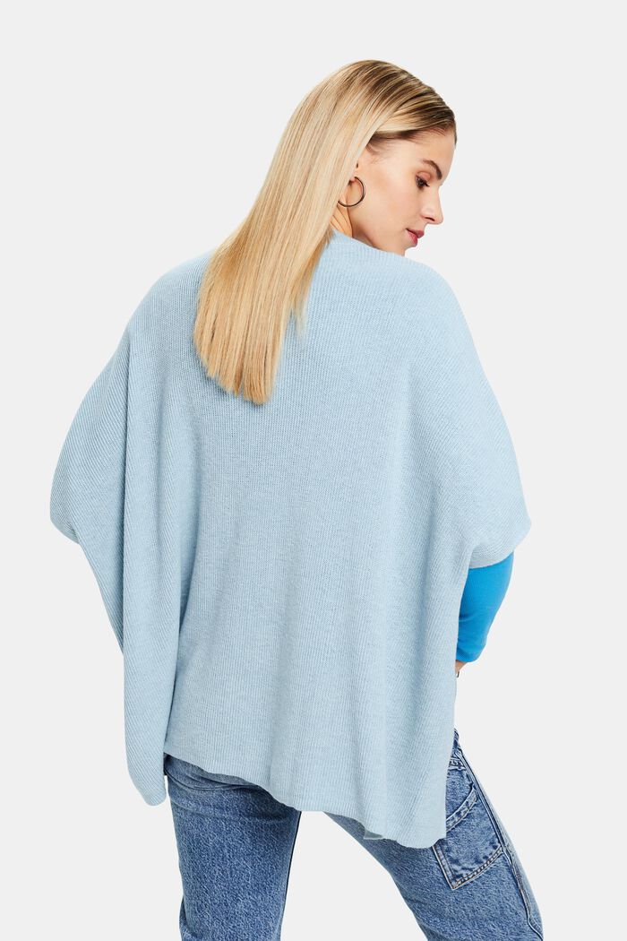 Ribbstickad poncho, LIGHT BLUE, detail image number 2