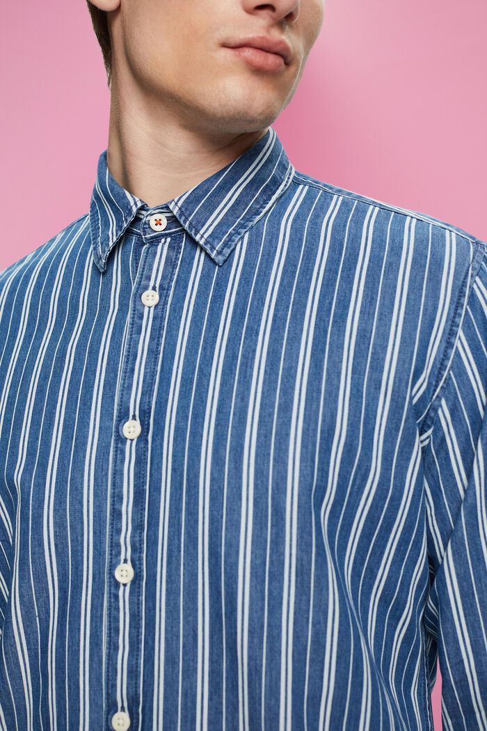 Jeansskjorta med smal passform med ränder, ICE, detail image number 2