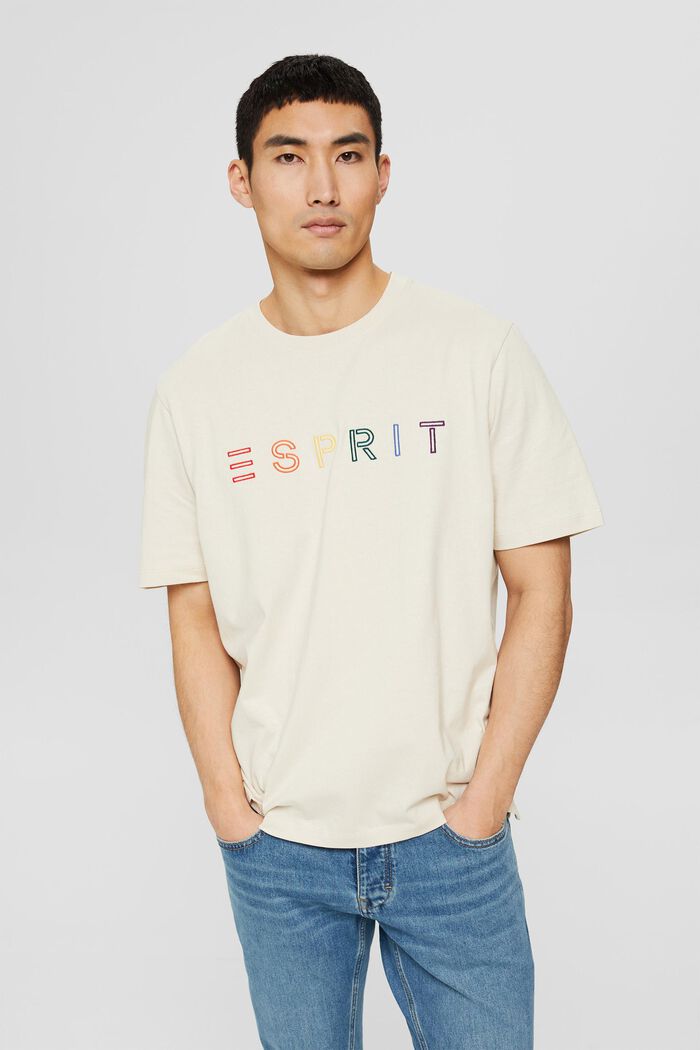 Jersey-T-shirt med broderi, 100% bomull