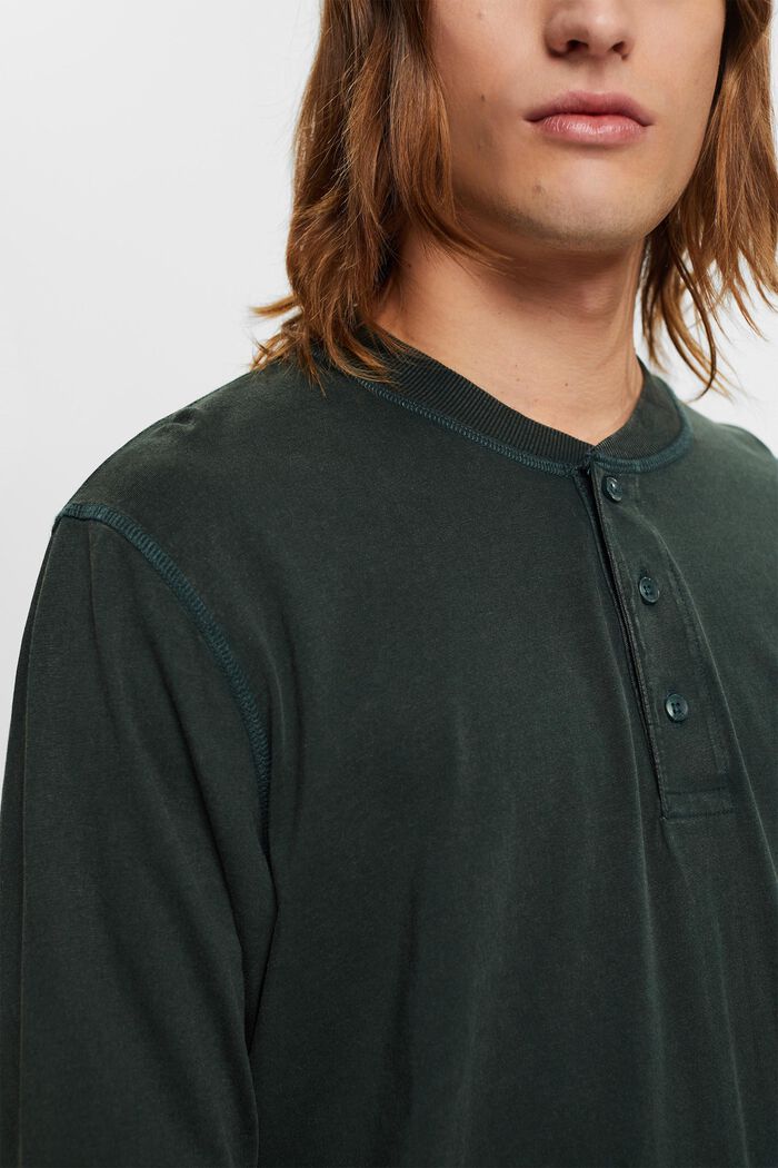 Långärmad tröja med knappar, DARK TEAL GREEN, detail image number 2