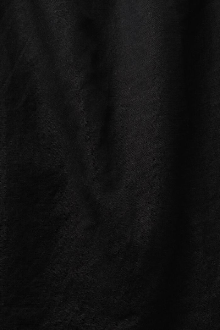 Ärmlös smockad blus i linne-bomull, BLACK, detail image number 4