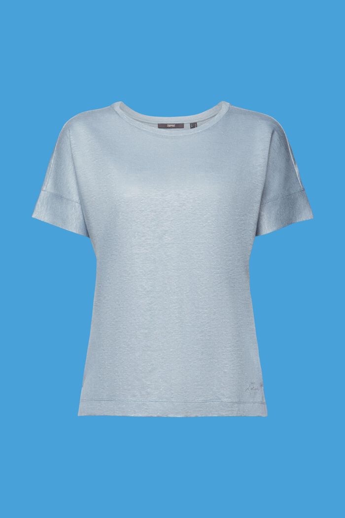 T-shirt i linne, LIGHT BLUE LAVENDER, detail image number 7