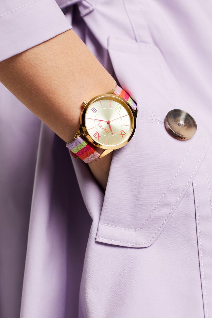Klocka med vävt armband, rostfritt stål, GOLD, detail image number 2
