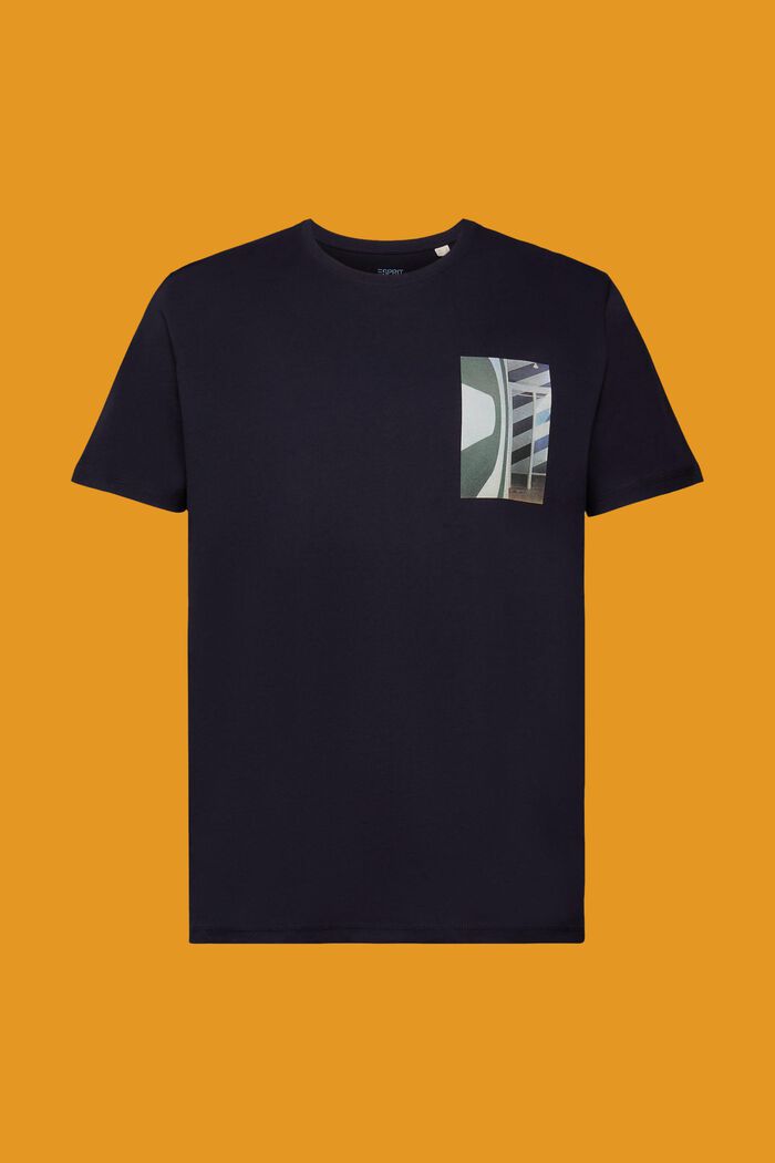 T-shirt med rund ringning, 100 % bomull, NAVY, detail image number 6