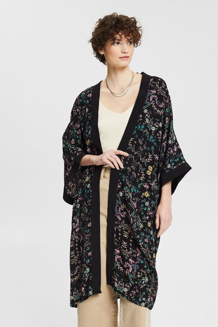 Kimono med blommönster, LENZING™ ECOVERO™