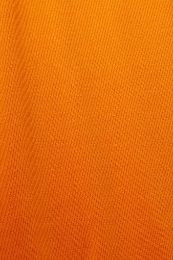 Midiklänning av ribbad jersey, stretchbomull, BRIGHT ORANGE, detail image number 5
