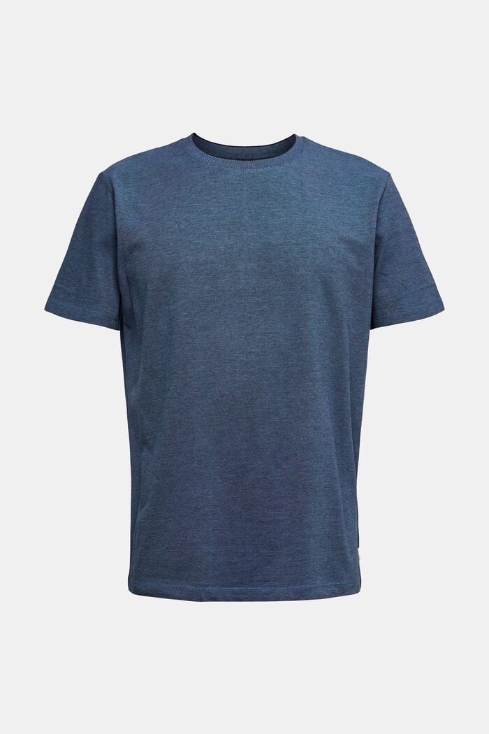 T-shirt i bomullspiké, BLUE, overview