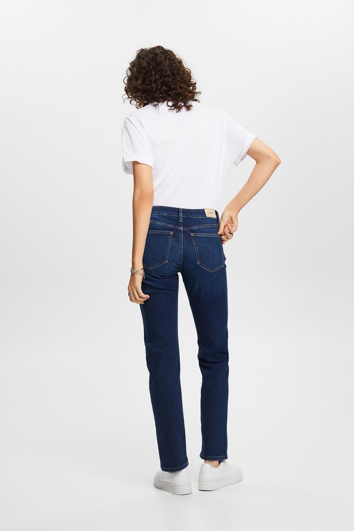 Straight leg stretch jeans, bomullsmix, BLUE DARK WASHED, detail image number 3