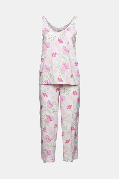 Blommönstrad pyjamas, LENZING™ ECOVERO™, WHITE, overview