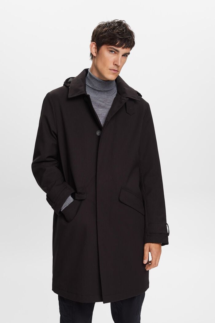 Återvunnet: vadderad kappa med avtagbar huva, BLACK, detail image number 0