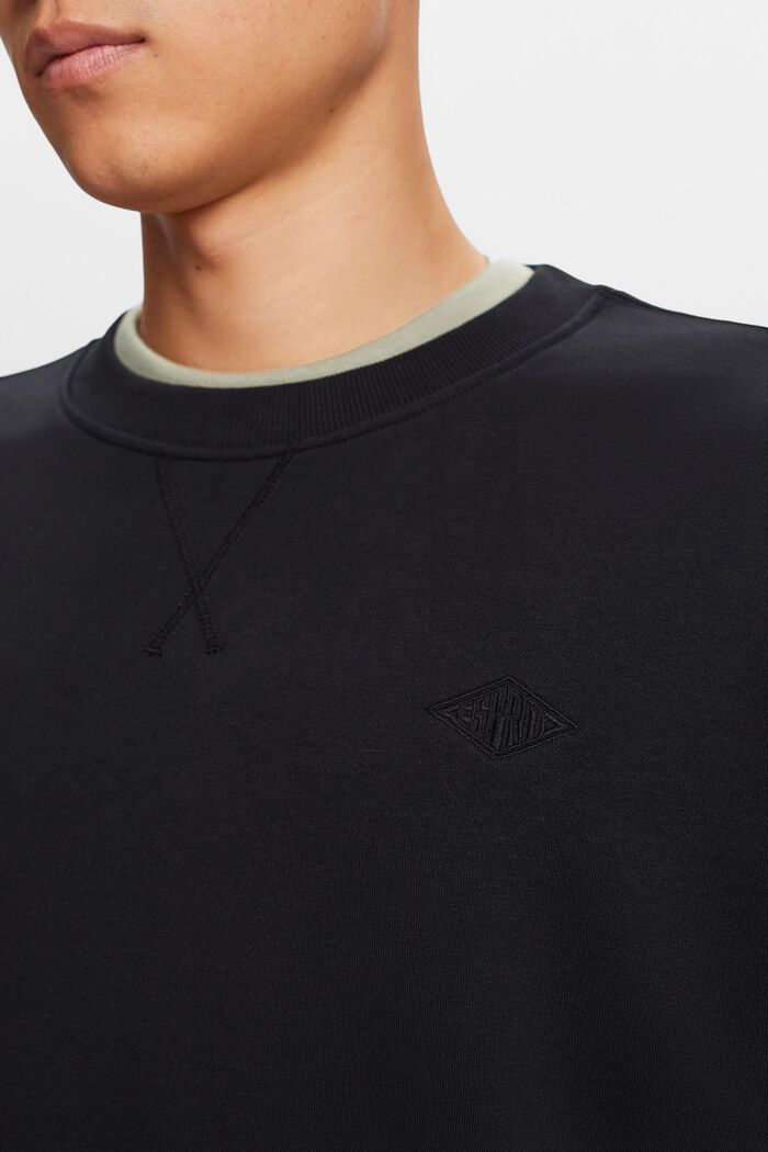 Sweatshirt med logobroderi, BLACK, detail image number 1