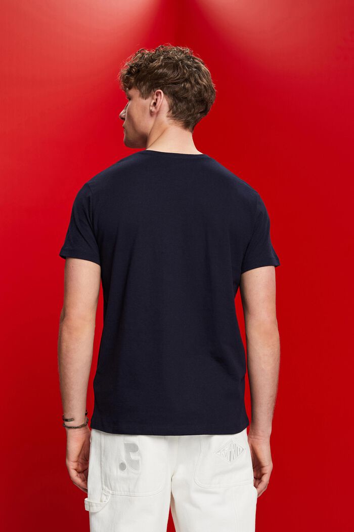 Jersey-T-shirt, bomull-linnemix, NAVY, detail image number 3