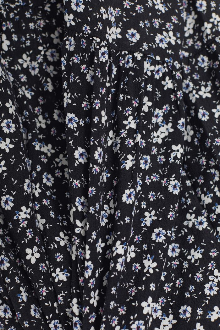 Blommig midiklänning i blusmodell, BLACK, detail image number 4
