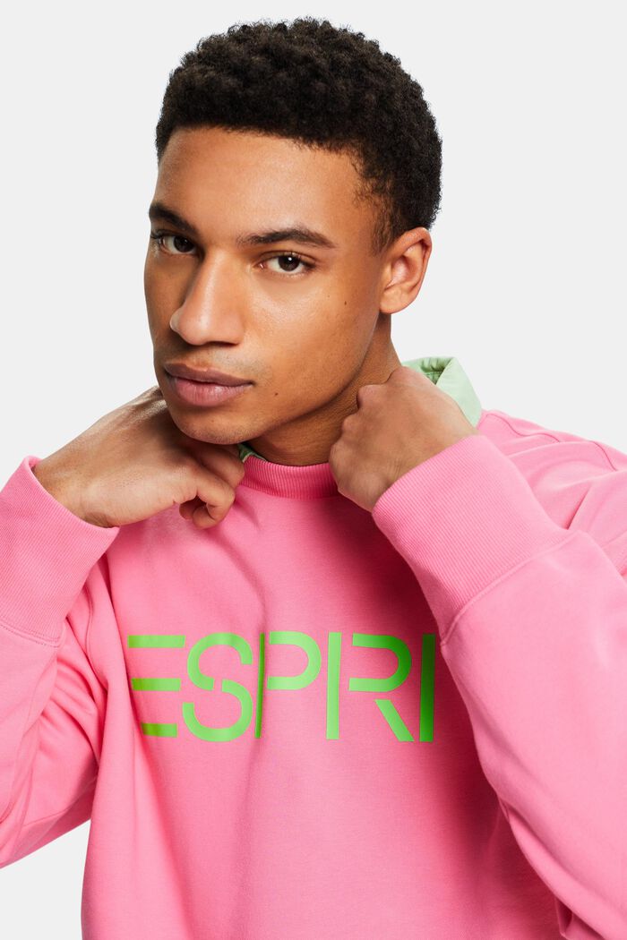 Sweatshirt i bomullsfleece med logo, unisexmodell, PINK FUCHSIA, detail image number 4