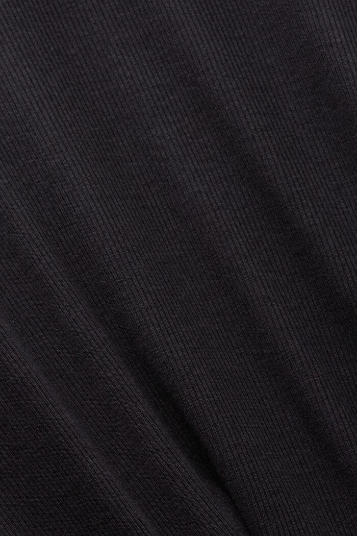Ribbad V-ringad T-shirt, BLACK, detail image number 4