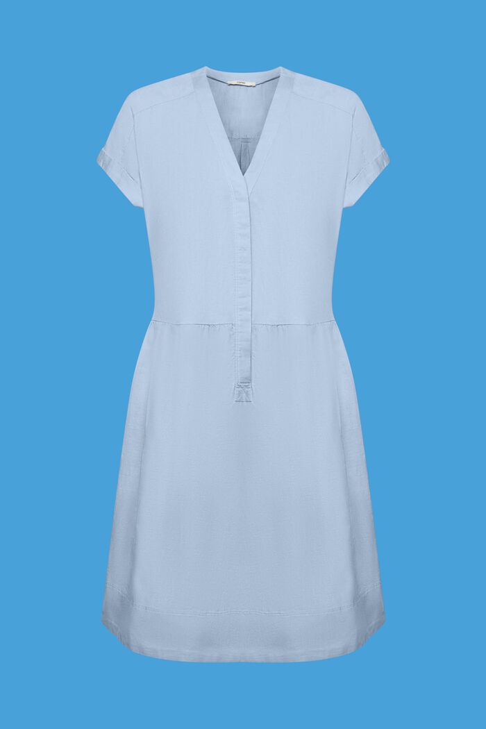 Skjortklänning i bomull-linnemix, LIGHT BLUE LAVENDER, detail image number 6