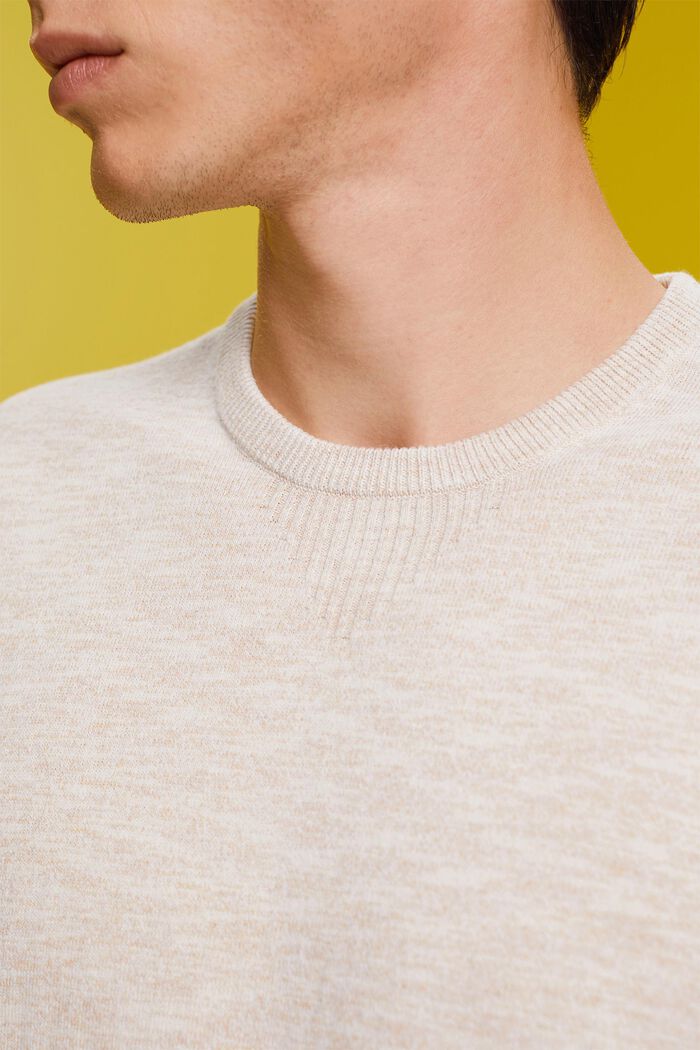 Kortärmad melerad stickad tröja, OFF WHITE, detail image number 2