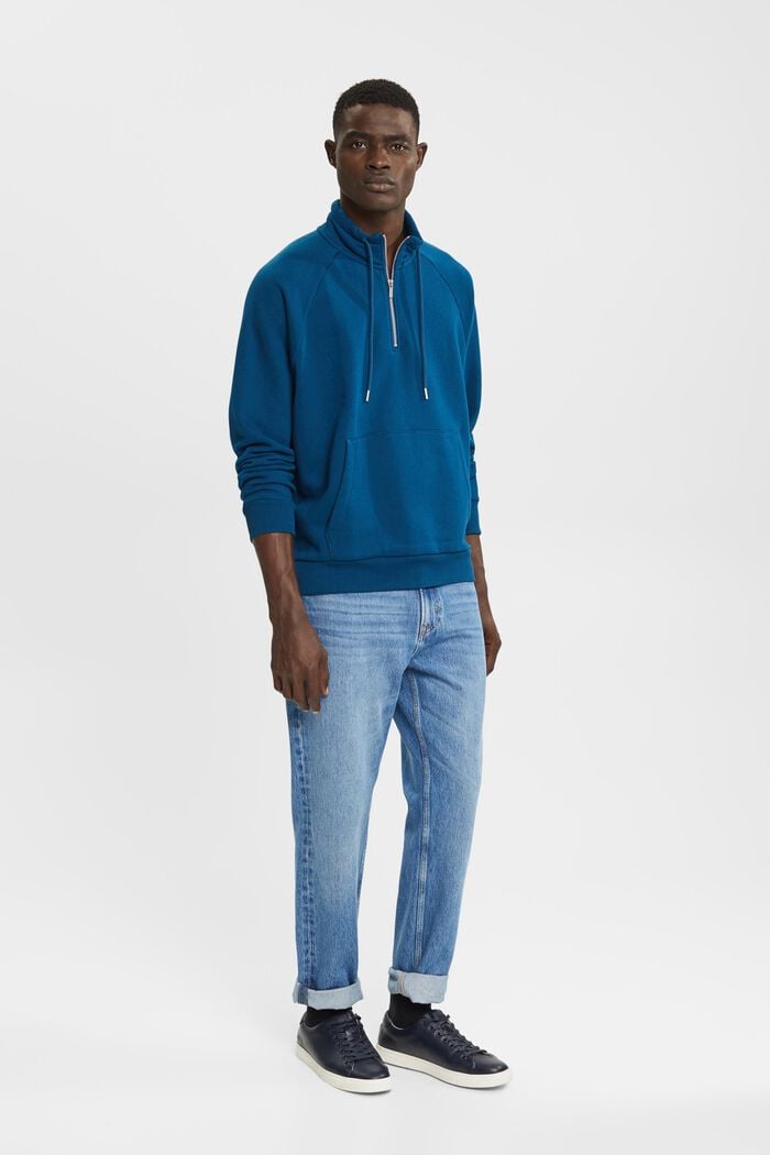 Sweatshirt med halv dragkedja, PETROL BLUE, detail image number 4