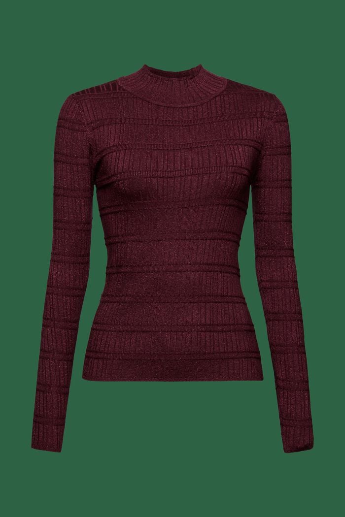 Glittrande tröja med halvpolokrage, LENZING™ ECOVERO™, BORDEAUX RED, detail image number 6