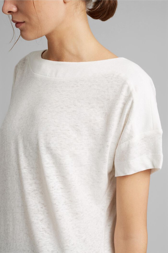 Med linneandel: T-shirt i lager-på-lagerlook, OFF WHITE, detail image number 2