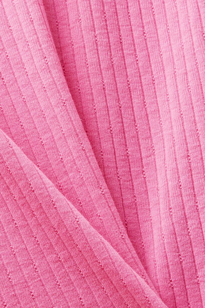 T-shirt i pointelle med rund ringning, NEW PINK FUCHSIA, detail image number 5