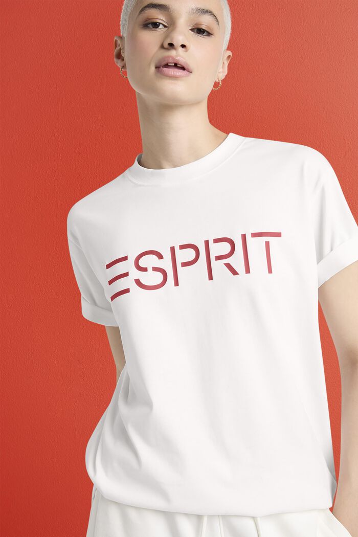 T-shirt i bomullsjersey med logo, unisexmodell, OFF WHITE, detail image number 5