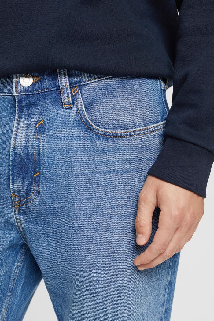 Jeans med raka ben, ekologisk bomull, BLUE MEDIUM WASHED, detail image number 2