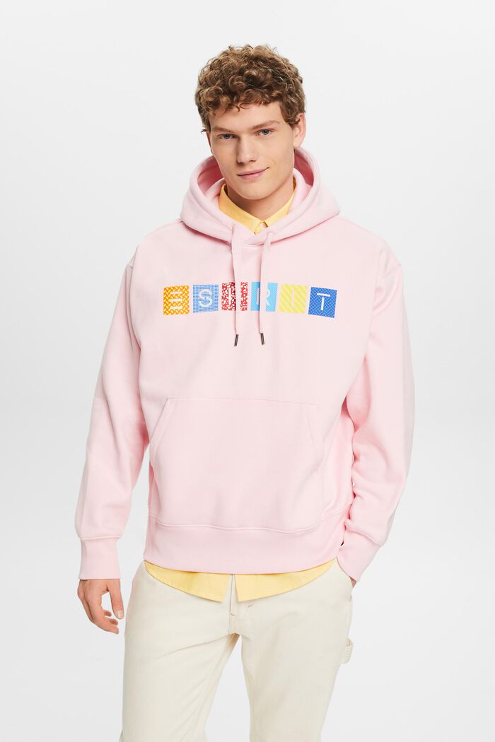 Sweatshirt i fleece med huva och logo, PASTEL PINK, detail image number 0