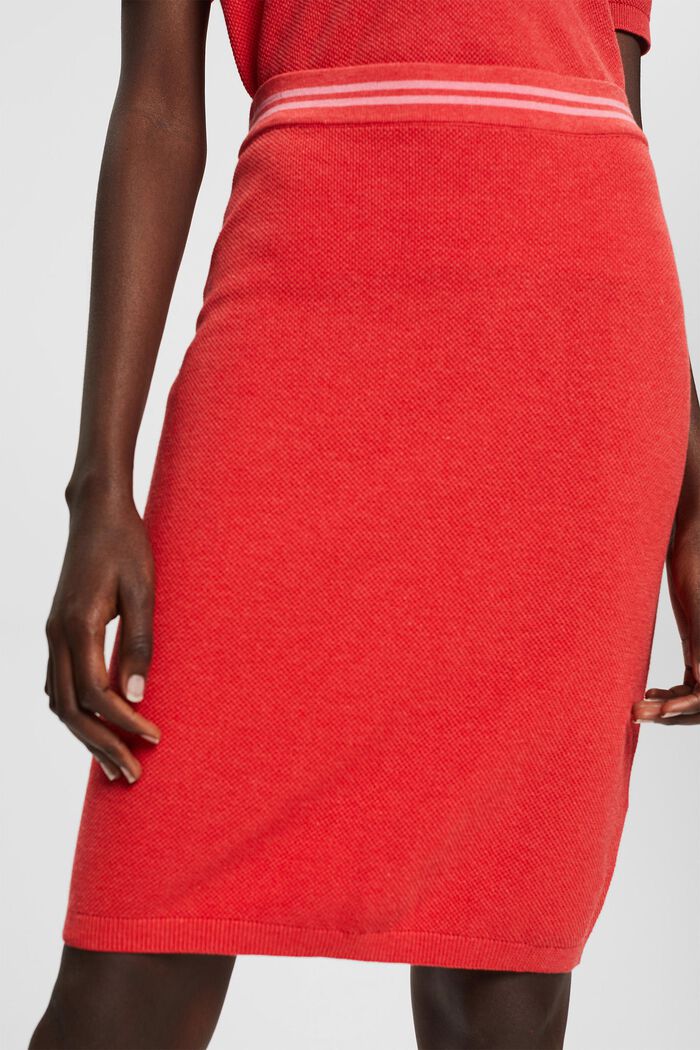 Stickad kjol med randig linning, RED, detail image number 2