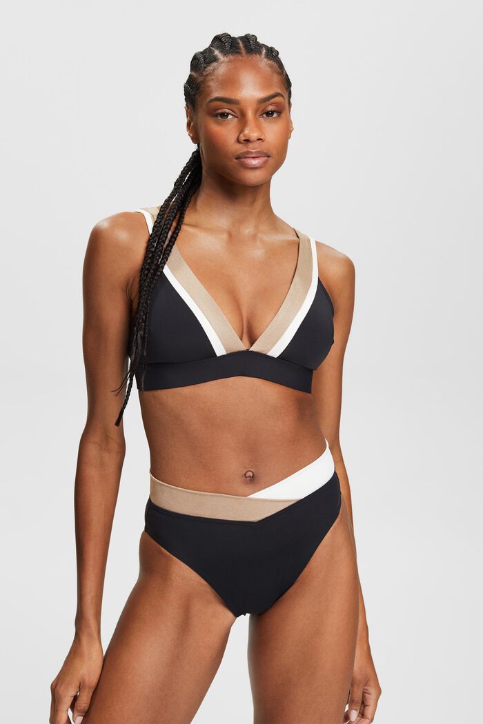 Trefärgad bikiniunderdel, BLACK, detail image number 0