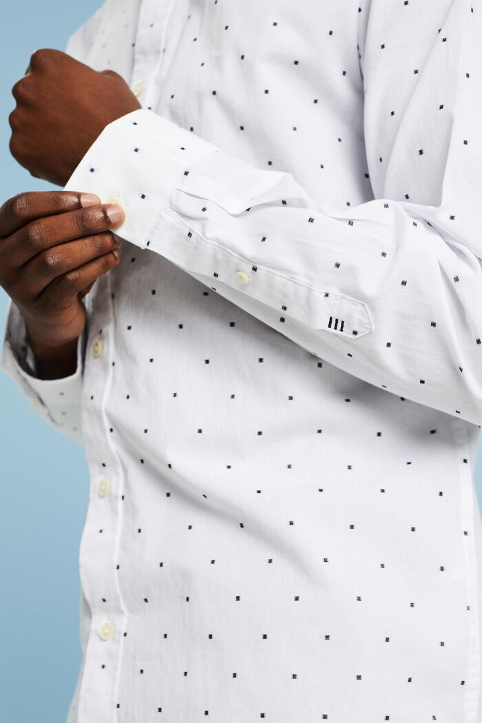 Broderad skjorta i bomull med smal passform, WHITE, detail image number 3