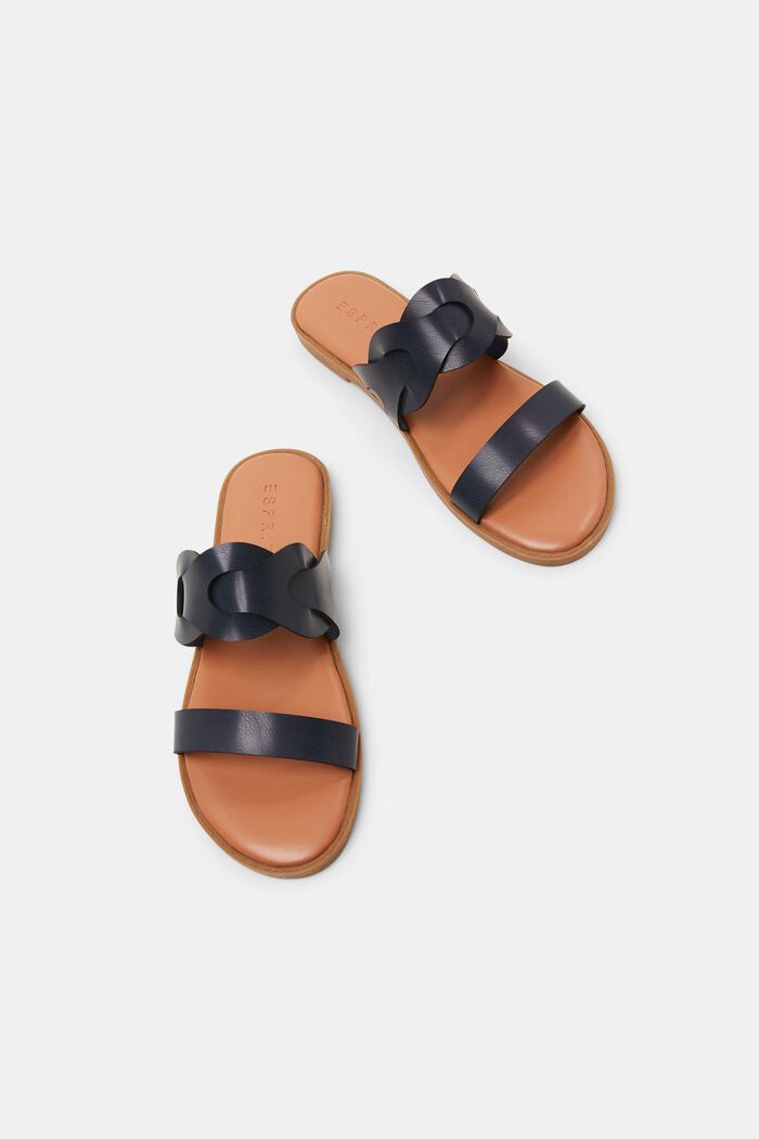 Flätade slip-in sandaler i veganskt läder, NAVY, detail image number 6