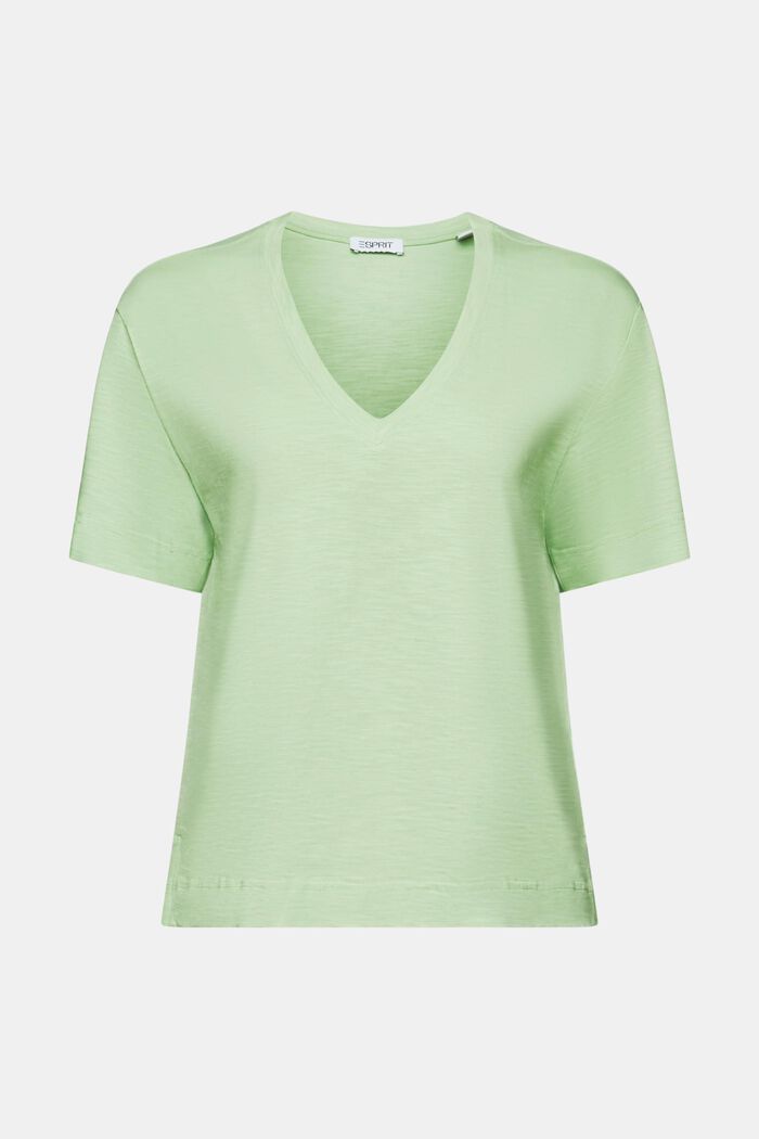 V-ringad T-shirt med slubstruktur, LIGHT GREEN, detail image number 6