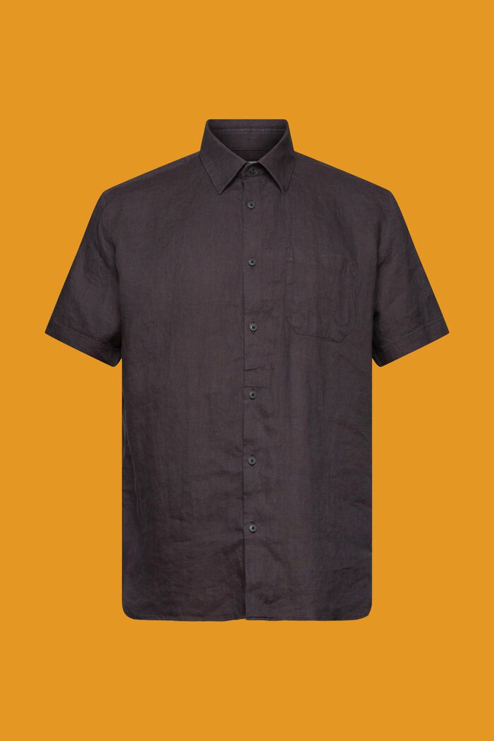 Kortärmad skjorta av linne, ANTHRACITE, detail image number 6