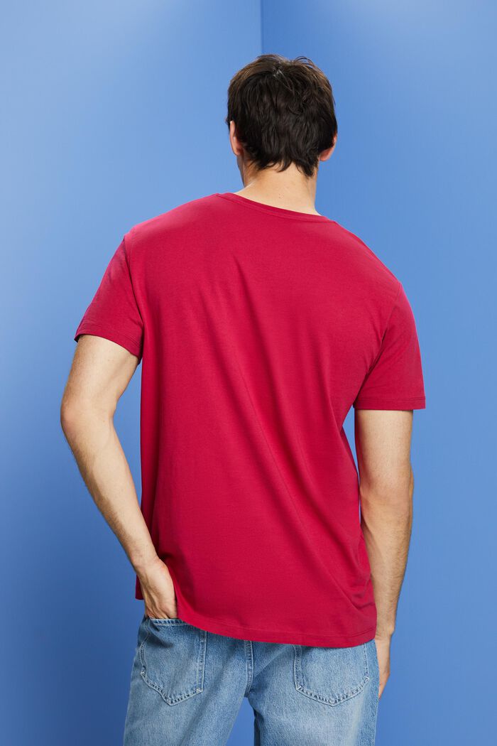 T-shirt med bröstficka i hållbar bomull, DARK PINK, detail image number 3