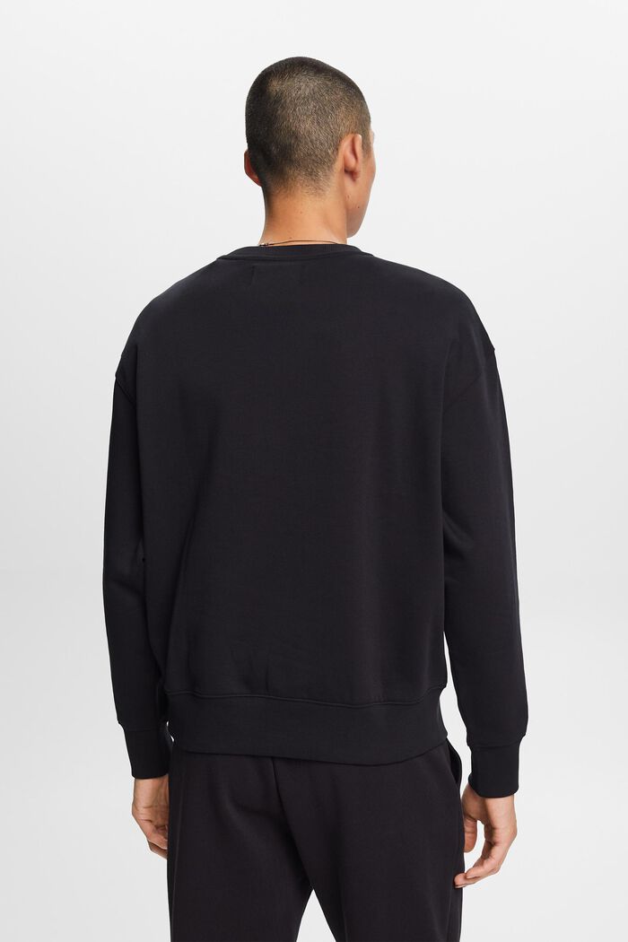 Sweatshirt med logobroderi, BLACK, detail image number 3