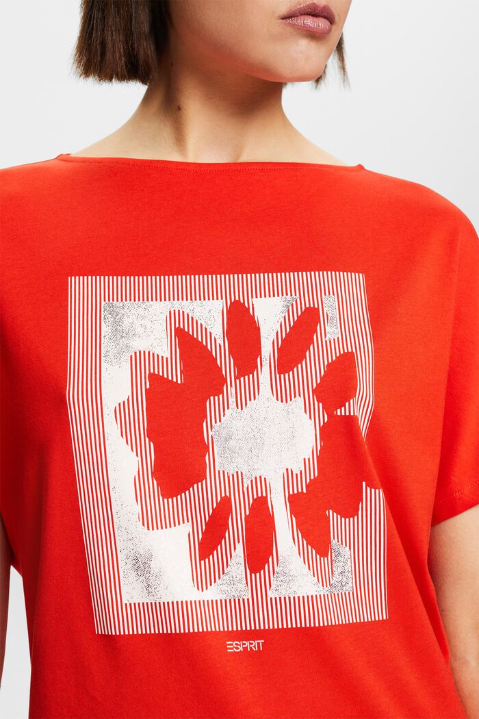 T-shirt i jersey med tryck på framstycket, RED, detail image number 3