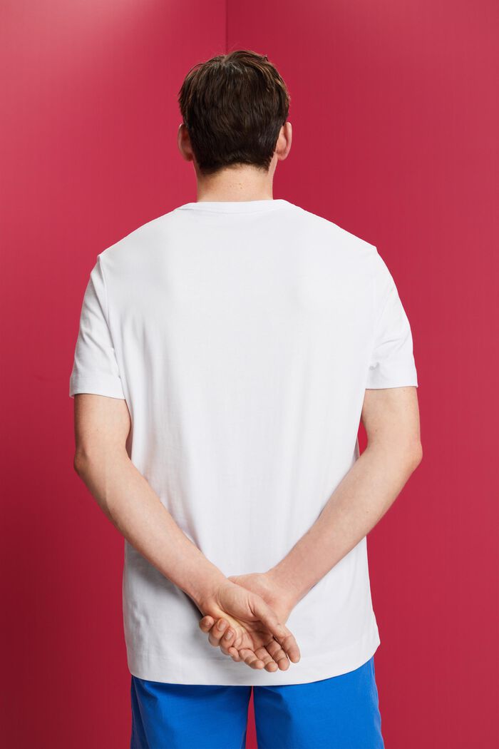 T-shirt i jersey med tryck på bröstet, 100 % bomull, WHITE, detail image number 3