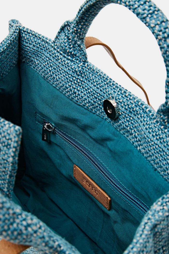 Liten shoppingväska i flerfärgad design, TEAL GREEN, detail image number 3