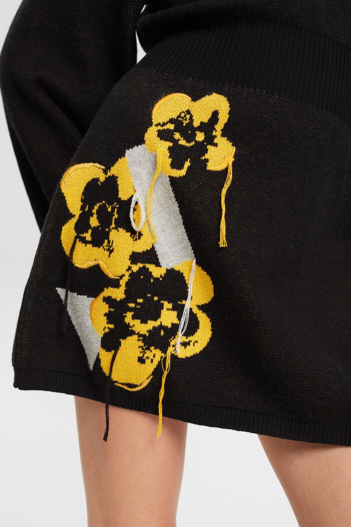 Klänning med blommigt jacquardmönster, BLACK, detail image number 2