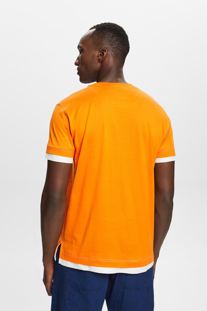 Rundringad T-shirt i lagerlook, 100% bomull, BRIGHT ORANGE, detail image number 3
