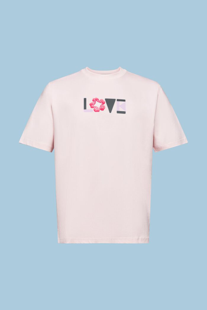 T-shirt i pimabomull med tryck, unisexmodell, PASTEL PINK, detail image number 8