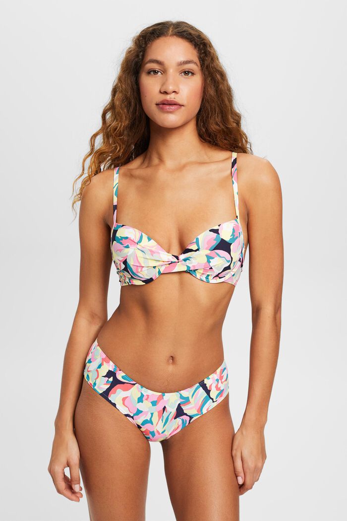 Bikiniunderdel i hipstermodell med blomtryck, NAVY, detail image number 0