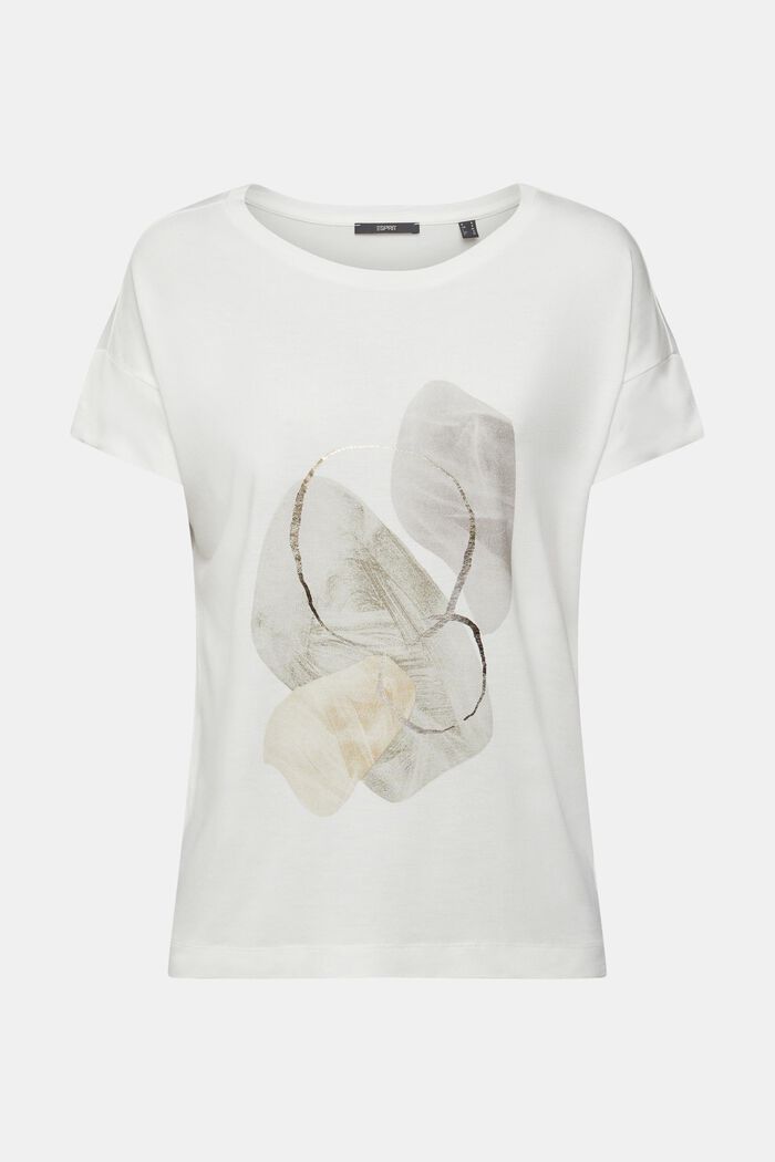 T-shirt med metallictryck, LENZING™ ECOVERO™, OFF WHITE, detail image number 2