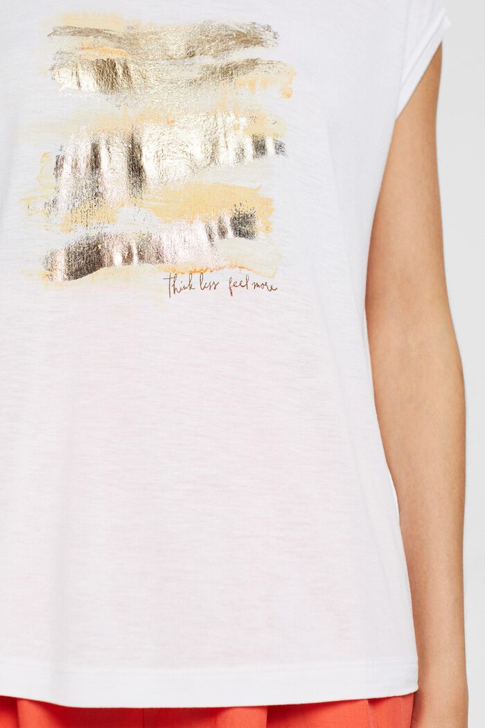 T-shirt med glittertryck, LENZING™ ECOVERO™, WHITE, detail image number 2