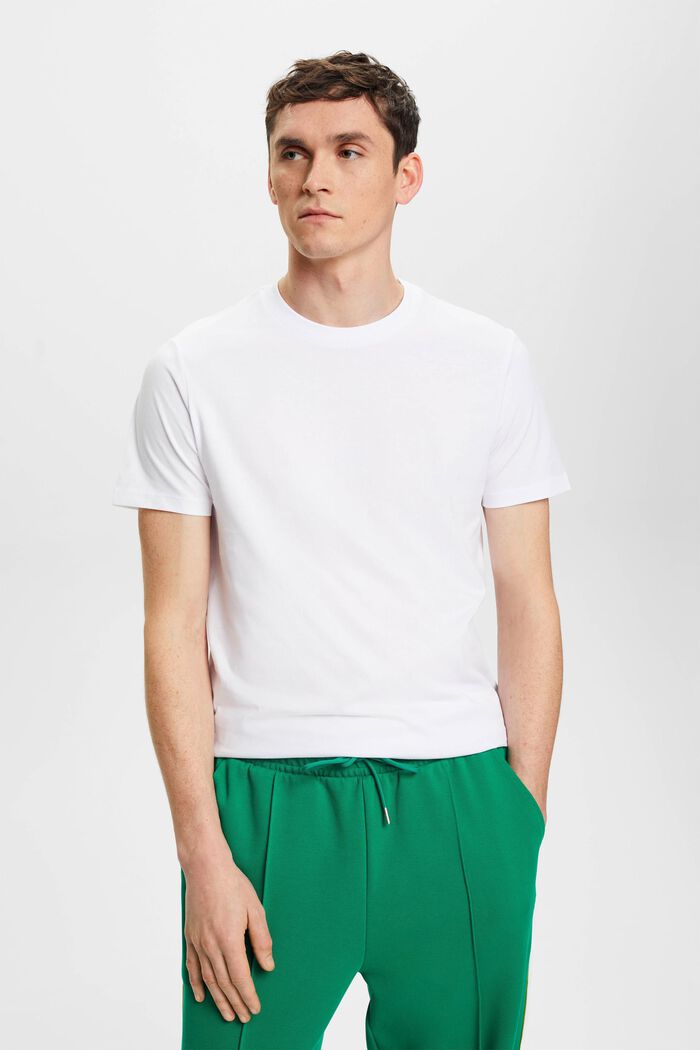 T-shirt i bomull med smal passform, WHITE, detail image number 0