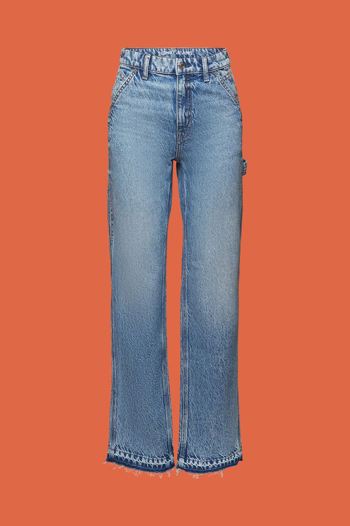 Jeans med raka ben och hög midja, BLUE LIGHT WASHED, detail image number 7