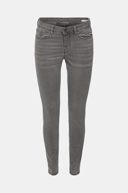 Stretchjeans i smal modell, GREY MEDIUM WASHED, overview
