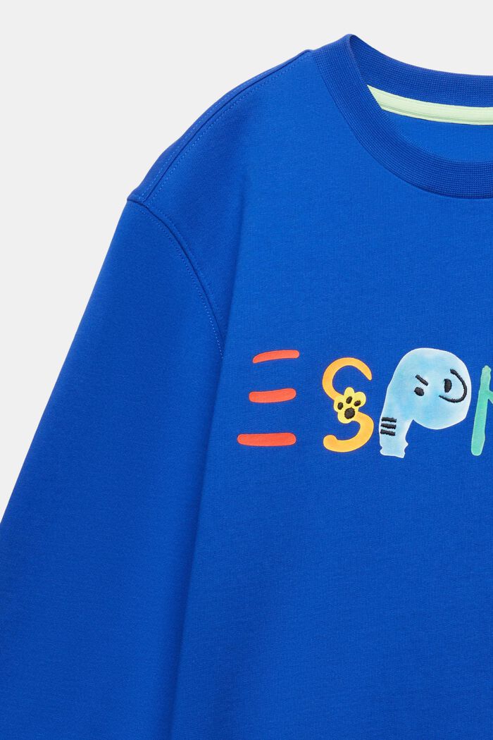 Sweatshirt i bomull med logo, BRIGHT BLUE, detail image number 3